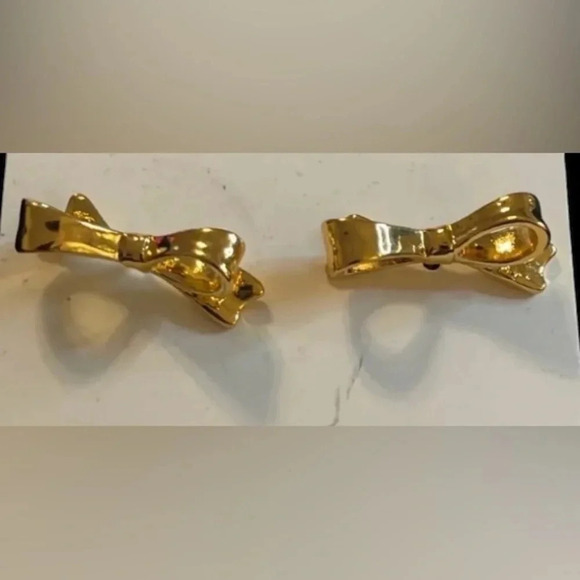 Genuine Vintage Kate Spade Gold Tone Bow Stud Earring - Picture 1 of 5